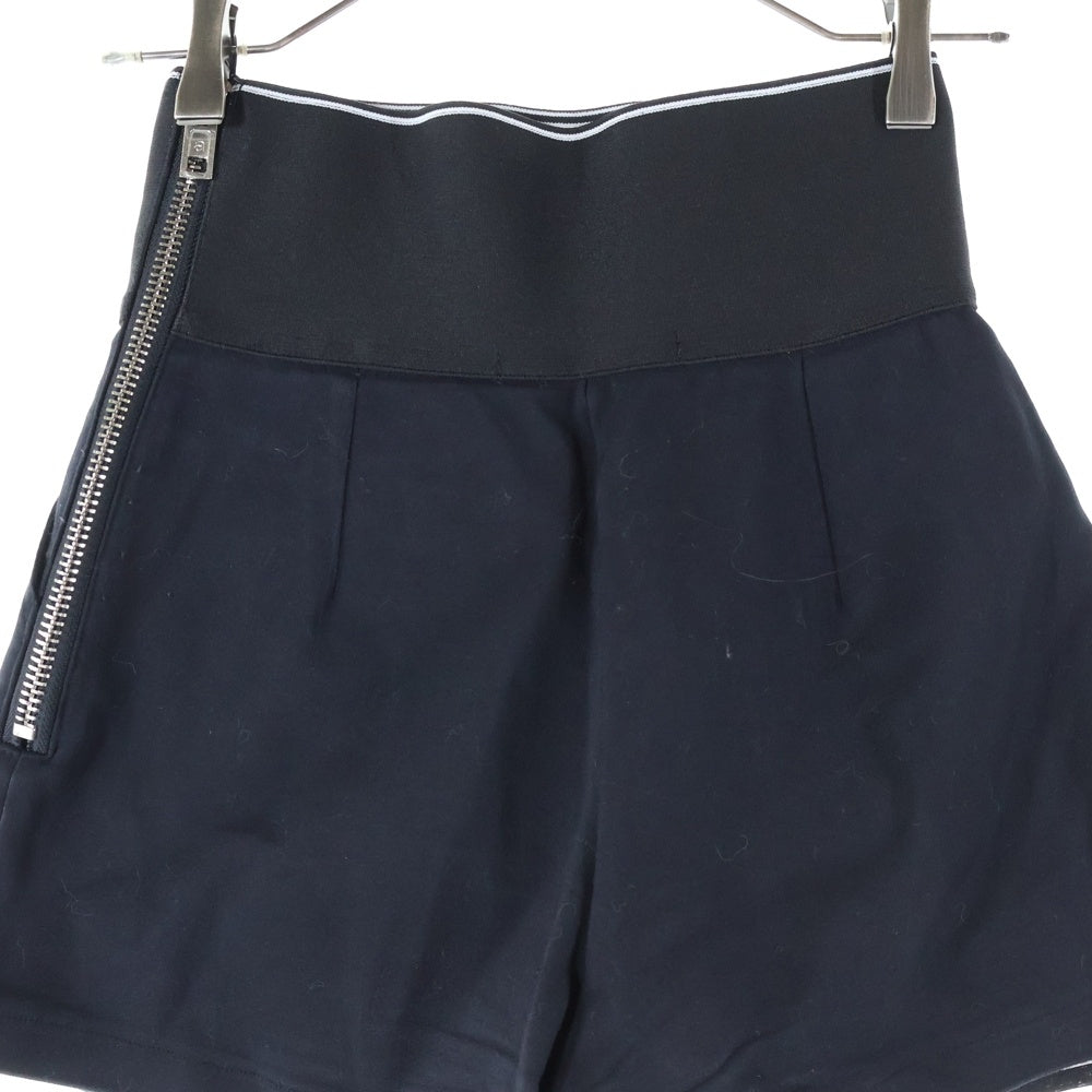 ALEXANDER WANG(アレキサンダーワン) Safari Short With Exposed Zipper And Logo Elastic ウエストロゴバンド ジップショートパンツ ブラック レディース