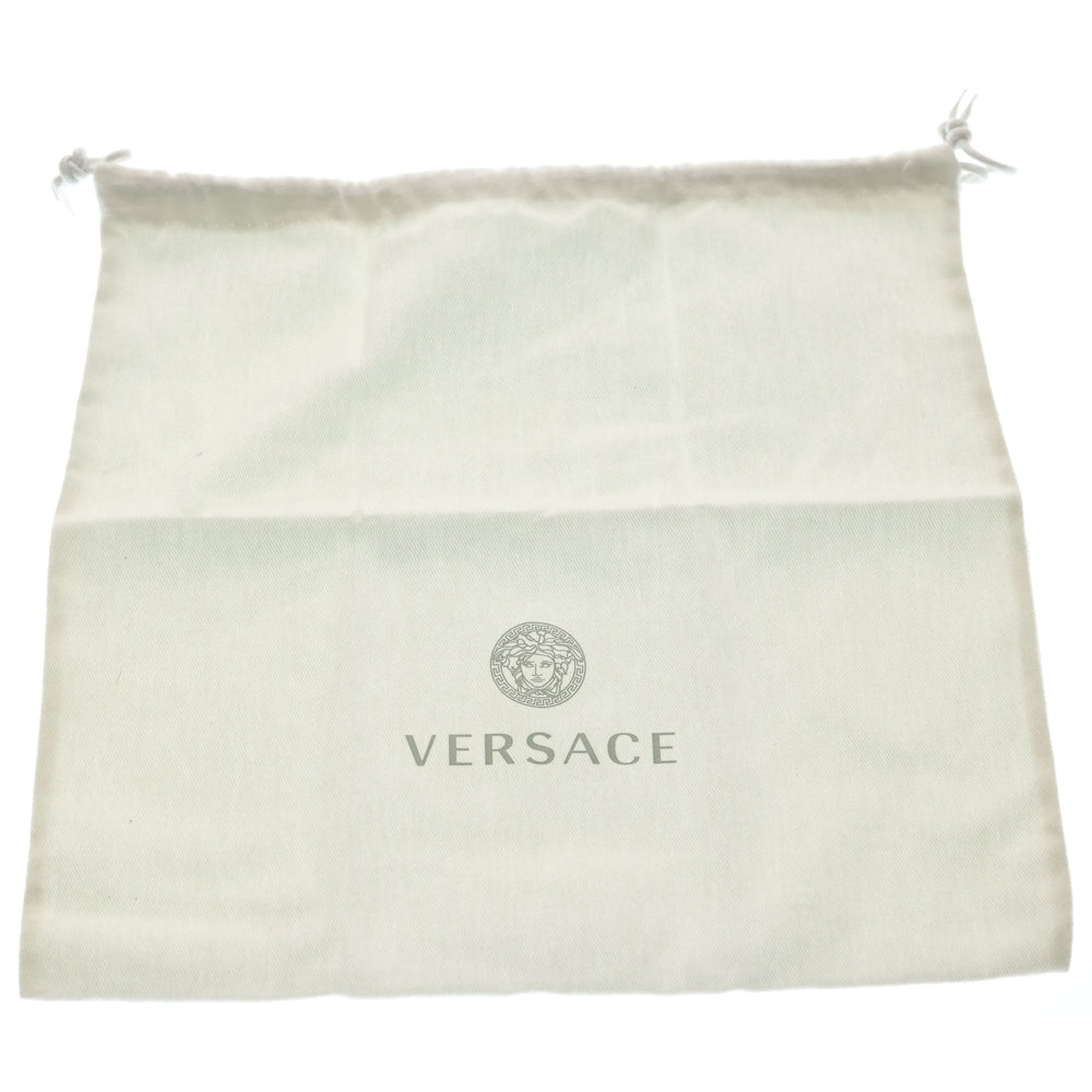 VERSACE(ヴェルサーチ) クラッチバッグ ワッペン ロゴ ブラック レザー