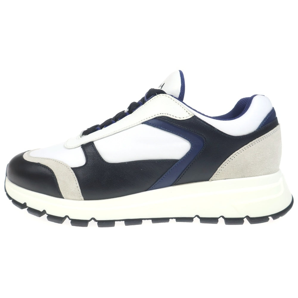 PRADA(プラダ) ローカットスニーカー ホワイト×ネイビー レザー 靴 2EG403 2EG403