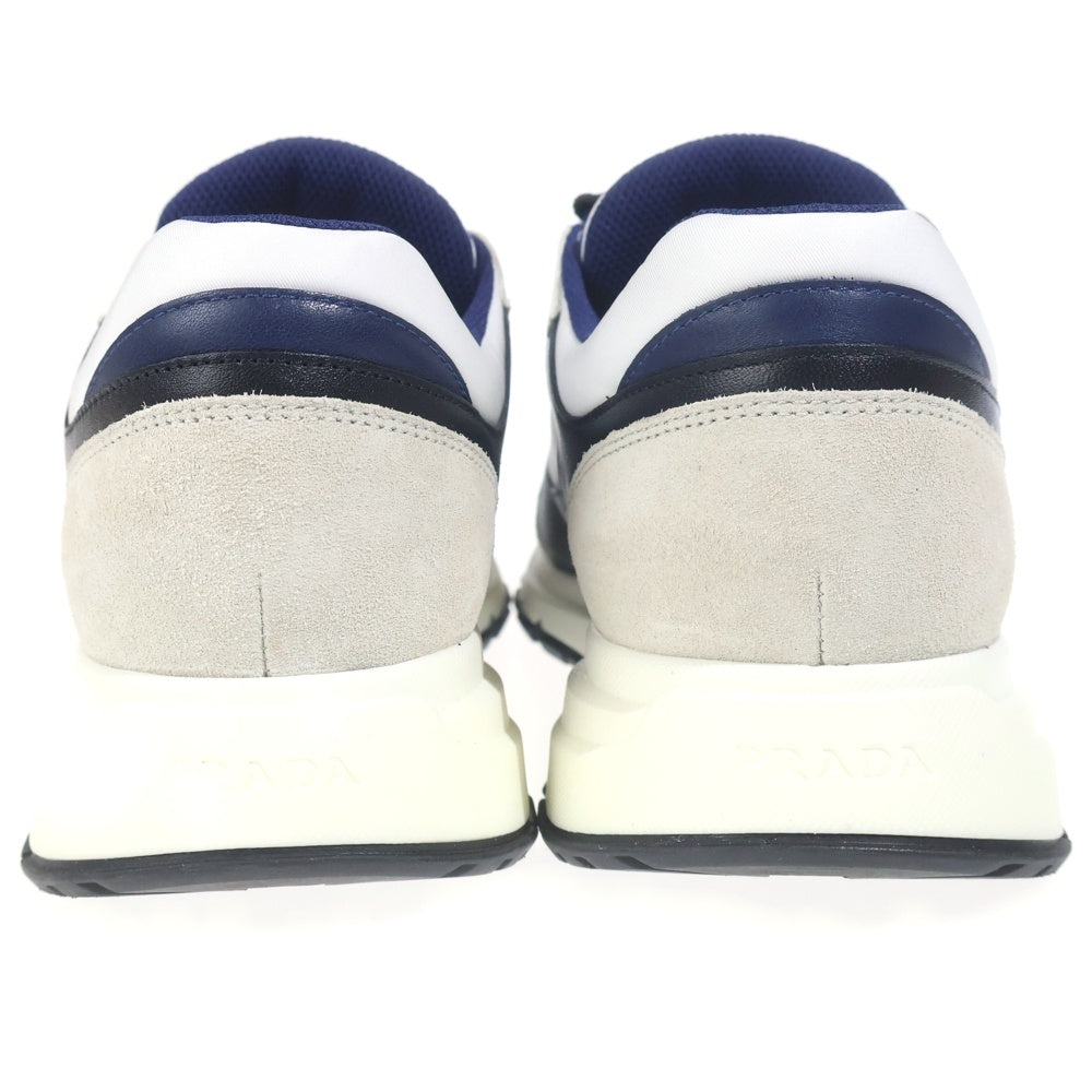 PRADA(プラダ) ローカットスニーカー ホワイト×ネイビー レザー 靴 2EG403 2EG403