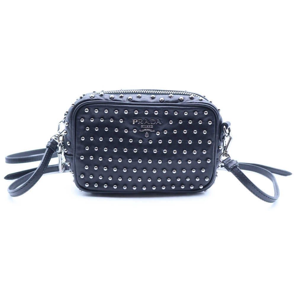 PRADA(プラダ) スタッズ ロゴ ショルダーバッグ ブラック レザー 1N1674 1N1674 レディース