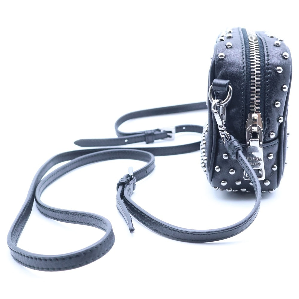 PRADA(プラダ) スタッズ ロゴ ショルダーバッグ ブラック レザー 1N1674 1N1674 レディース