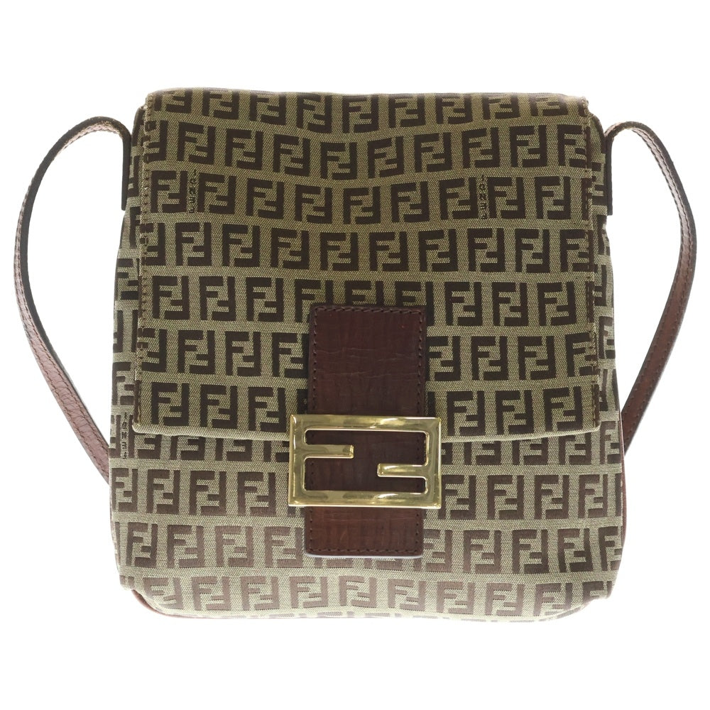 FENDI(フェンディ) ズッキーノ ショルダーバッグ ブラウン キャンバスレザー 8BT075 TN9-069 レディース