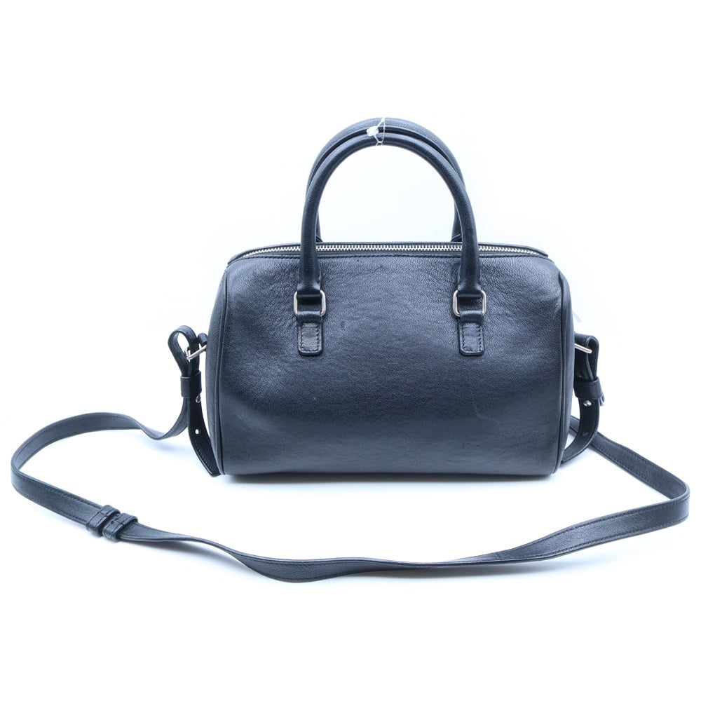 SAINT LAURENT PARIS(サンローランパリ) ベイビーダッフル 2wayハンドバッグ ショルダーバッグ ブラック×シルバー レザー 397584 レディース