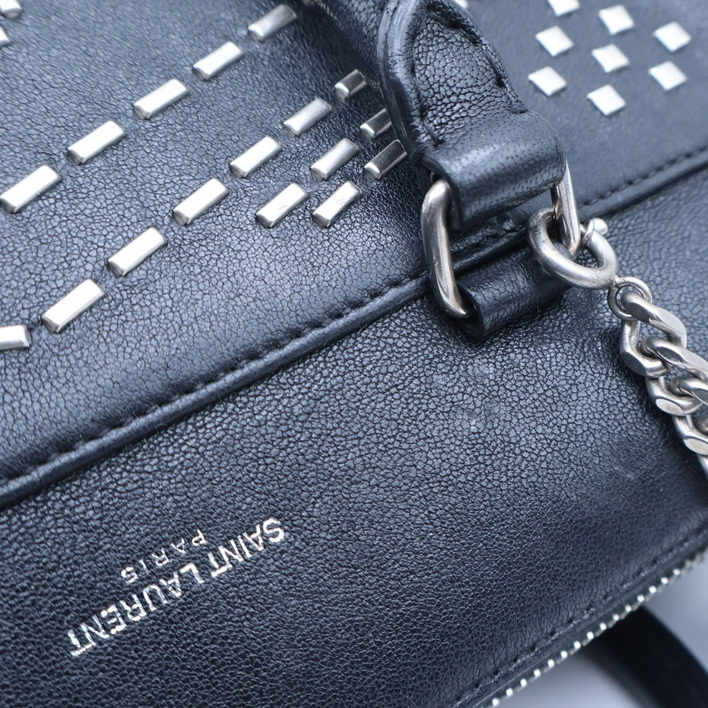 SAINT LAURENT PARIS(サンローランパリ) ベイビーダッフル 2wayハンドバッグ ショルダーバッグ ブラック×シルバー レザー 397584 レディース