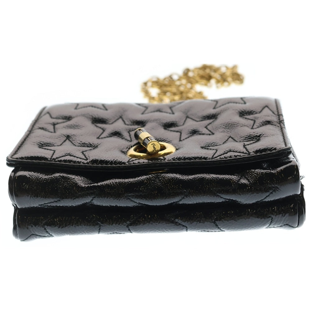 YVES SAINT LAURENT(イヴサンローラン) スターモチーフ チェーン ショルダーバッグ ブラック レザー ゴールド金具 レディース