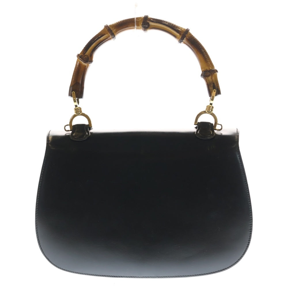 GUCCI(グッチ) バンブー 2WAY ハンドバッグ ショルダーバッグ ブラック レザー ヴィンテージ スト レディース