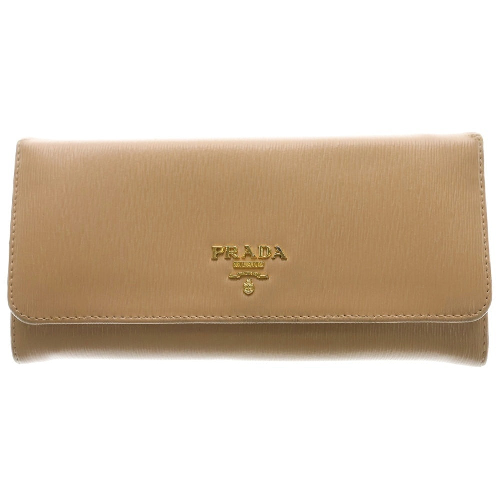 PRADA(プラダ) サフィアーノ 長財布 ロングウォレット カードケース ベージュ レザー ゴールド金具 レディース