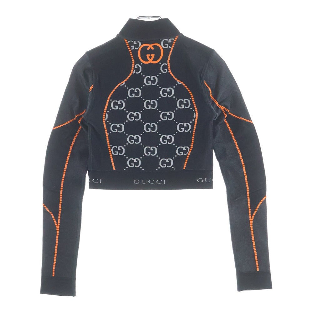 GUCCI(グッチ) GGジャガード クロップド ハーフジップ ジャケット ブラック レディース 689201 XJEFU