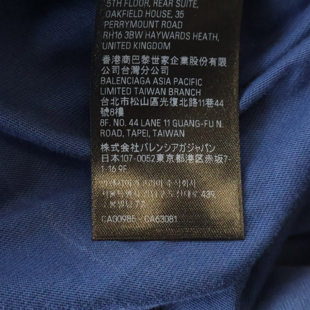 BALENCIAGA(バレンシアガ) バックロゴ ヴィンテージ加工 長袖Tシャツ カットソー ブルー 772208 TPVU4