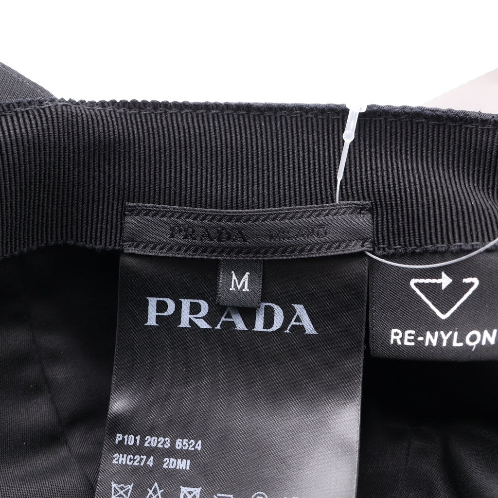 PRADA(プラダ) 23年 トライアングルロゴ プレート ベースボールキャップ ブラック ナイロン #M