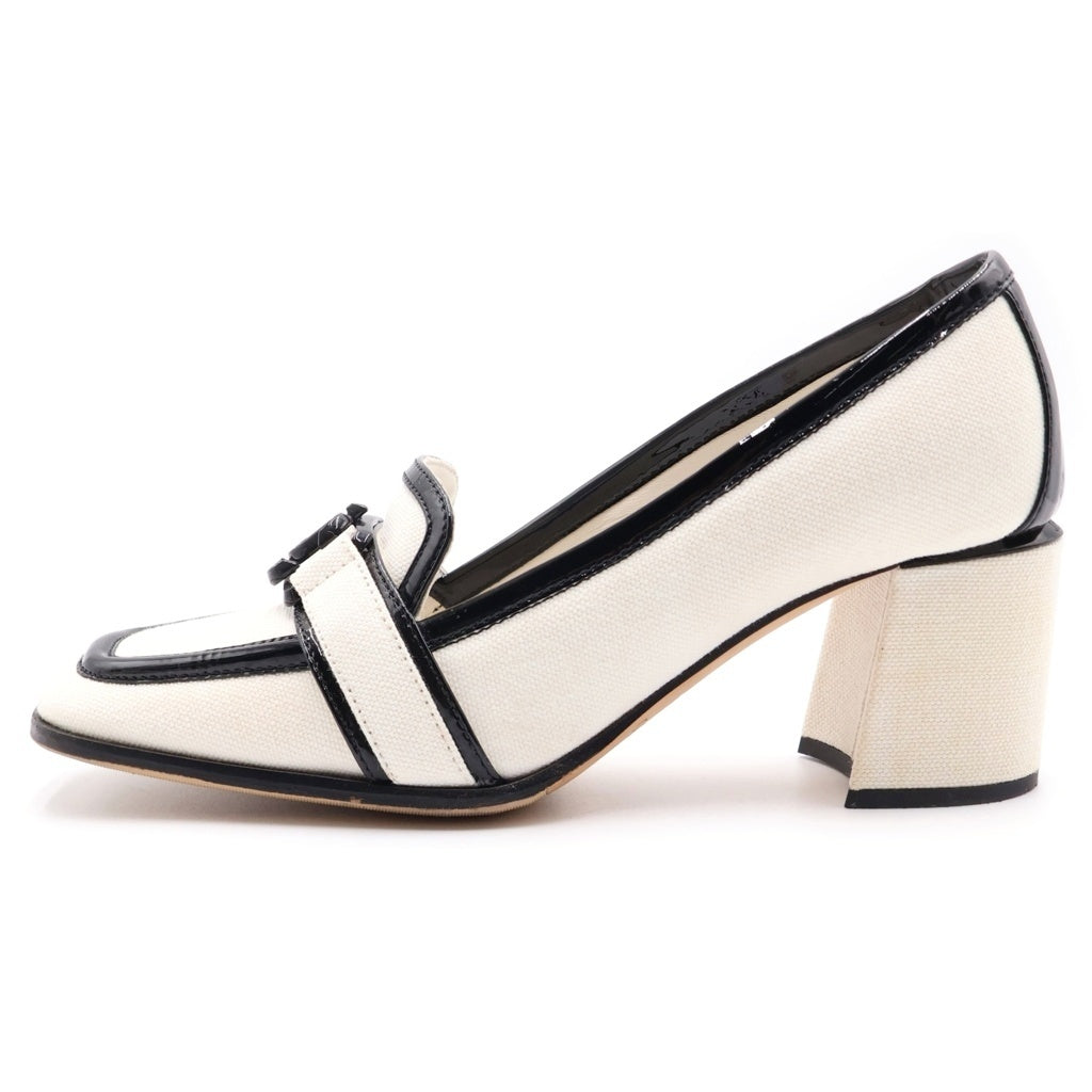 JIMMY CHOO(ジミーチュウ) EVIN 65 エヴィン チャンキーヒールパンプス パテントレザー ホワイト/ブラック レディース