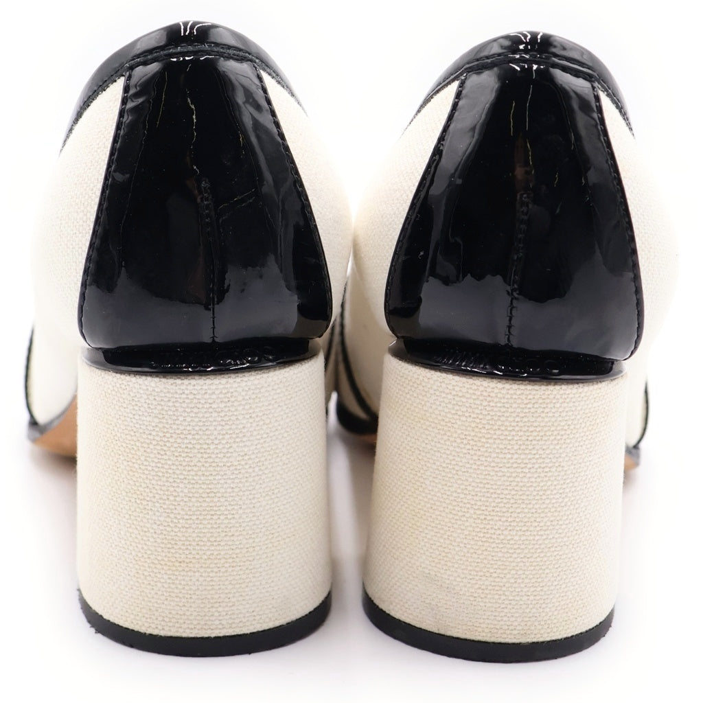 JIMMY CHOO(ジミーチュウ) EVIN 65 エヴィン チャンキーヒールパンプス パテントレザー ホワイト/ブラック レディース