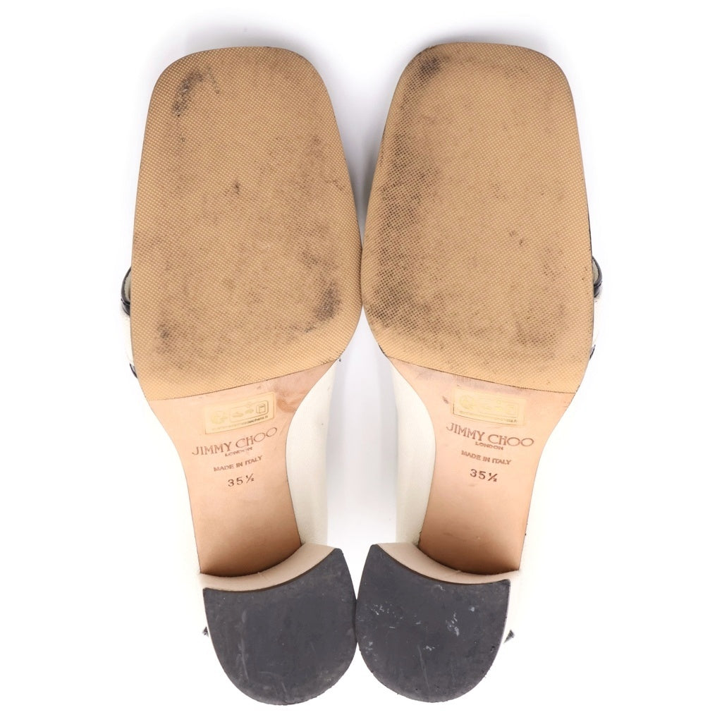 JIMMY CHOO(ジミーチュウ) EVIN 65 エヴィン チャンキーヒールパンプス パテントレザー ホワイト/ブラック レディース