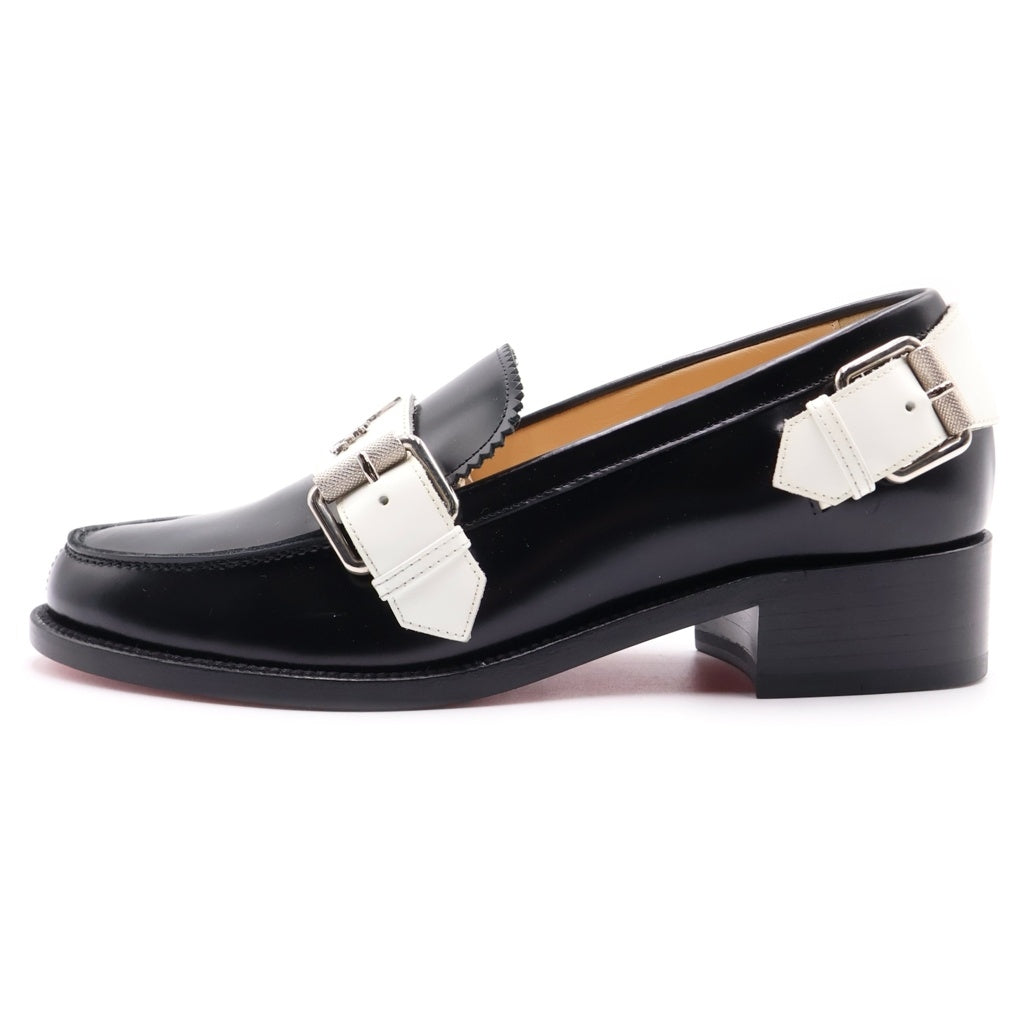 CHRISTIAN LOUBOUTIN(クリスチャンルブタン) MONMOC DONNA FLAT ロゴストラップ ドレスシューズ レザー レディース ブラック/ホワイト