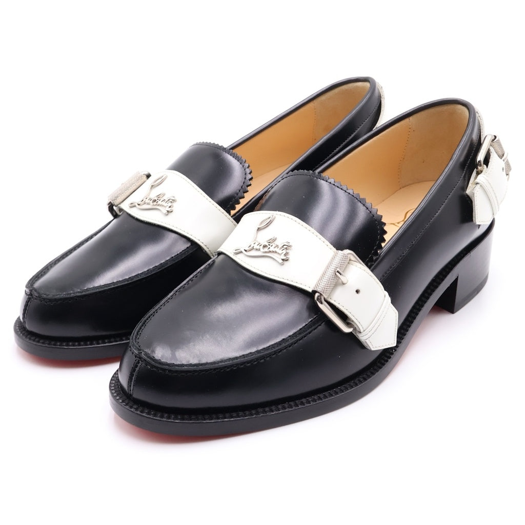 CHRISTIAN LOUBOUTIN(クリスチャンルブタン) MONMOC DONNA FLAT ロゴストラップ ドレスシューズ レザー レディース ブラック/ホワイト
