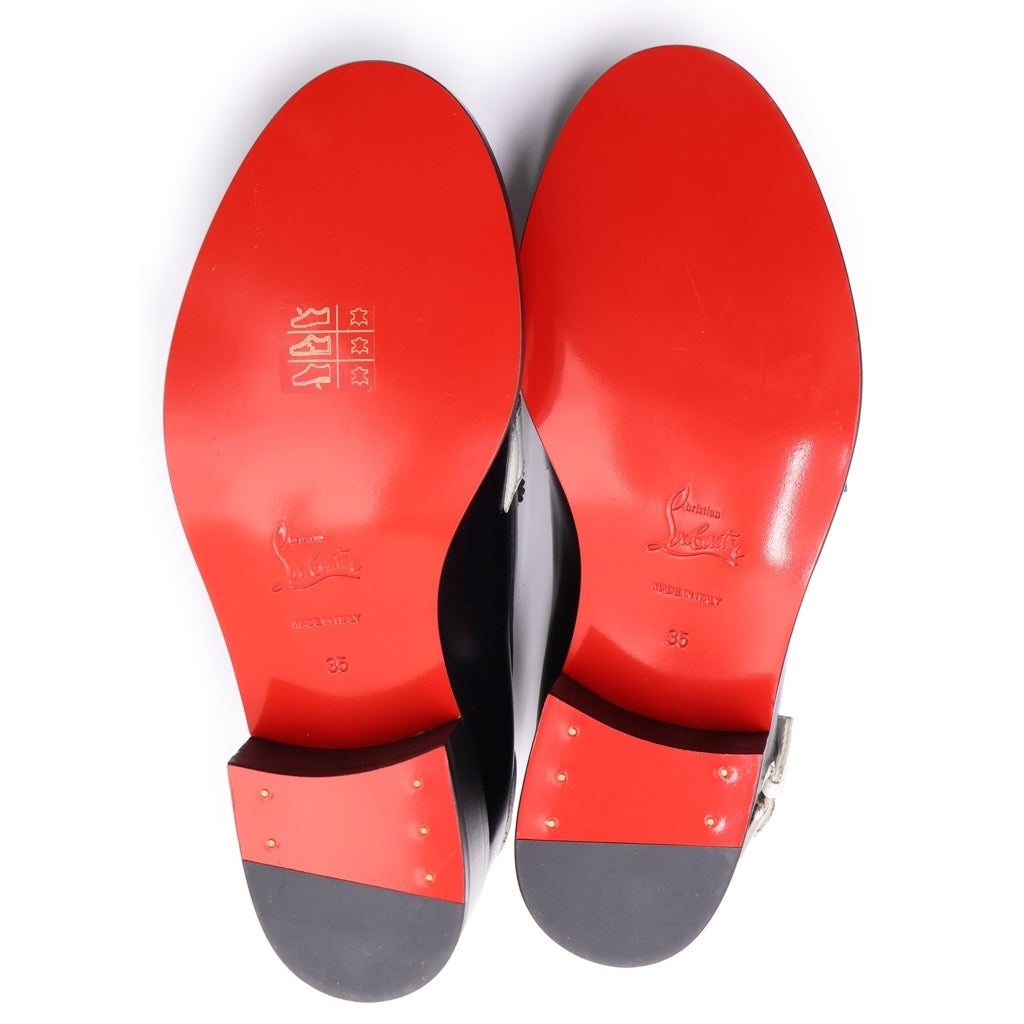 CHRISTIAN LOUBOUTIN(クリスチャンルブタン) MONMOC DONNA FLAT ロゴストラップ ドレスシューズ レザー レディース ブラック/ホワイト