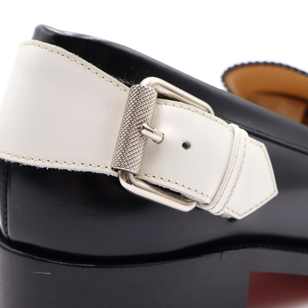 CHRISTIAN LOUBOUTIN(クリスチャンルブタン) MONMOC DONNA FLAT ロゴストラップ ドレスシューズ レザー レディース ブラック/ホワイト