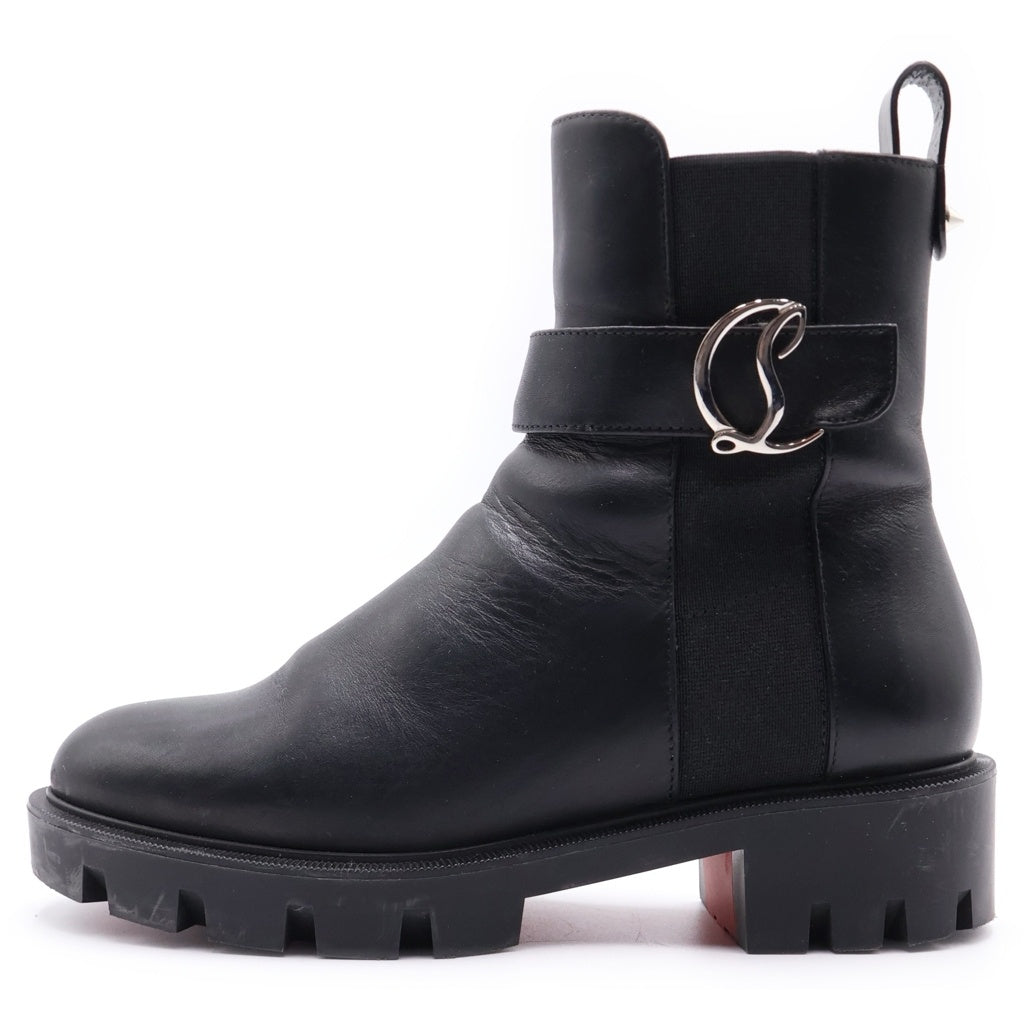 CHRISTIAN LOUBOUTIN(クリスチャンルブタン) CL CHBLSBA LUG PLAT プレートロゴベルト レザー ブーツ レディース ブラック