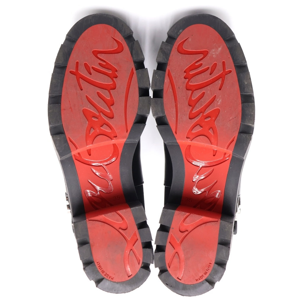CHRISTIAN LOUBOUTIN(クリスチャンルブタン) CL CHBLSBA LUG PLAT プレートロゴベルト レザー ブーツ レディース ブラック