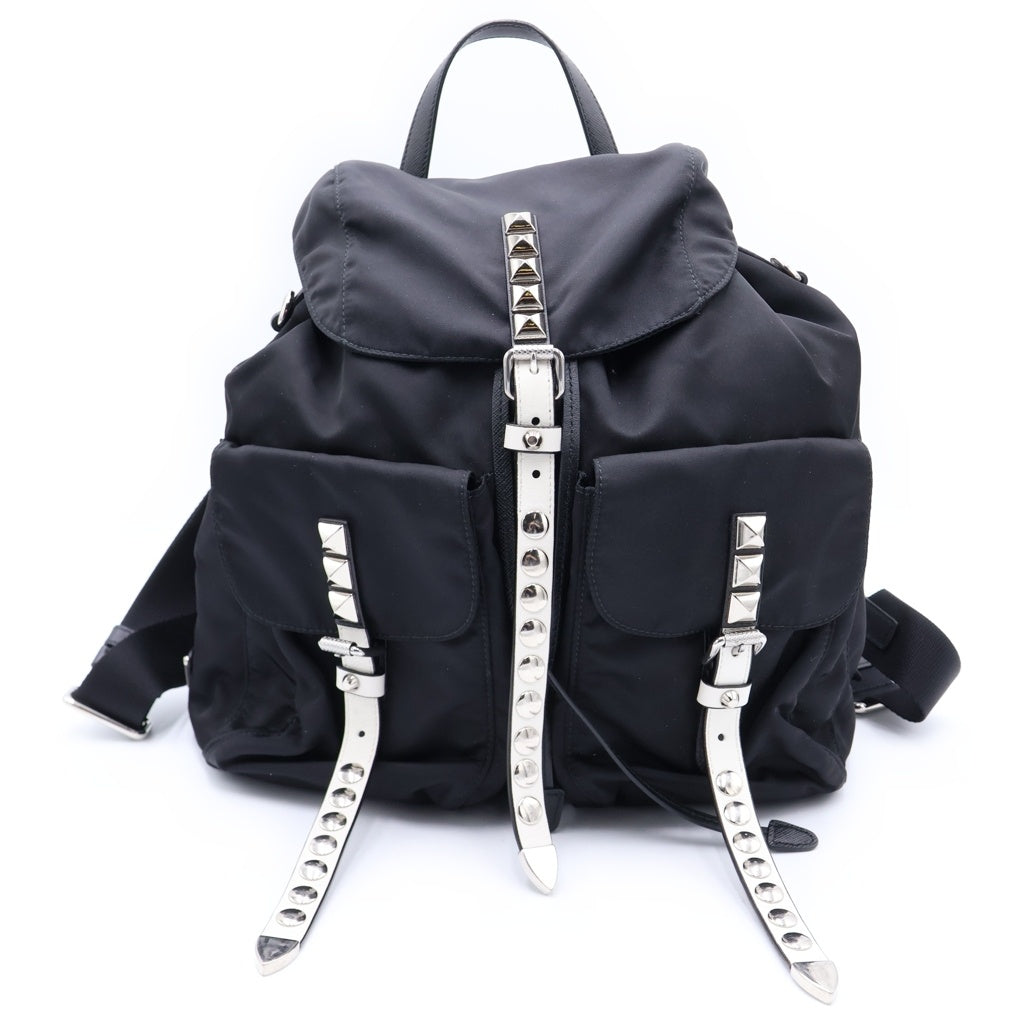 PRADA(プラダ) スタッズ バックパック リュックサック ブラック ナイロン1BZ811 1BZ811 レディース