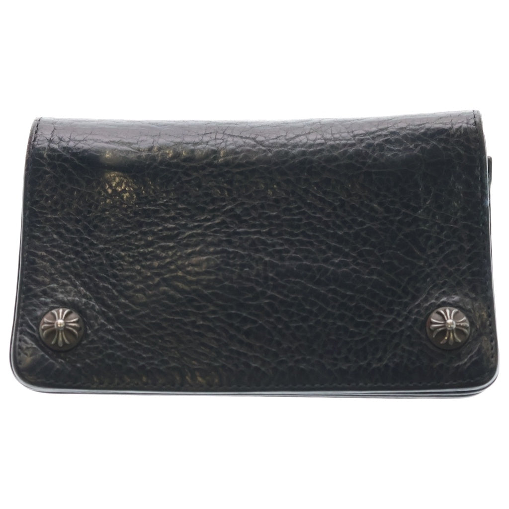 CHROME HEARTS(クロムハーツ) 1ZIP 1ジップ クロスボールボタン レザーウォレット 財布 ブラック BCA362