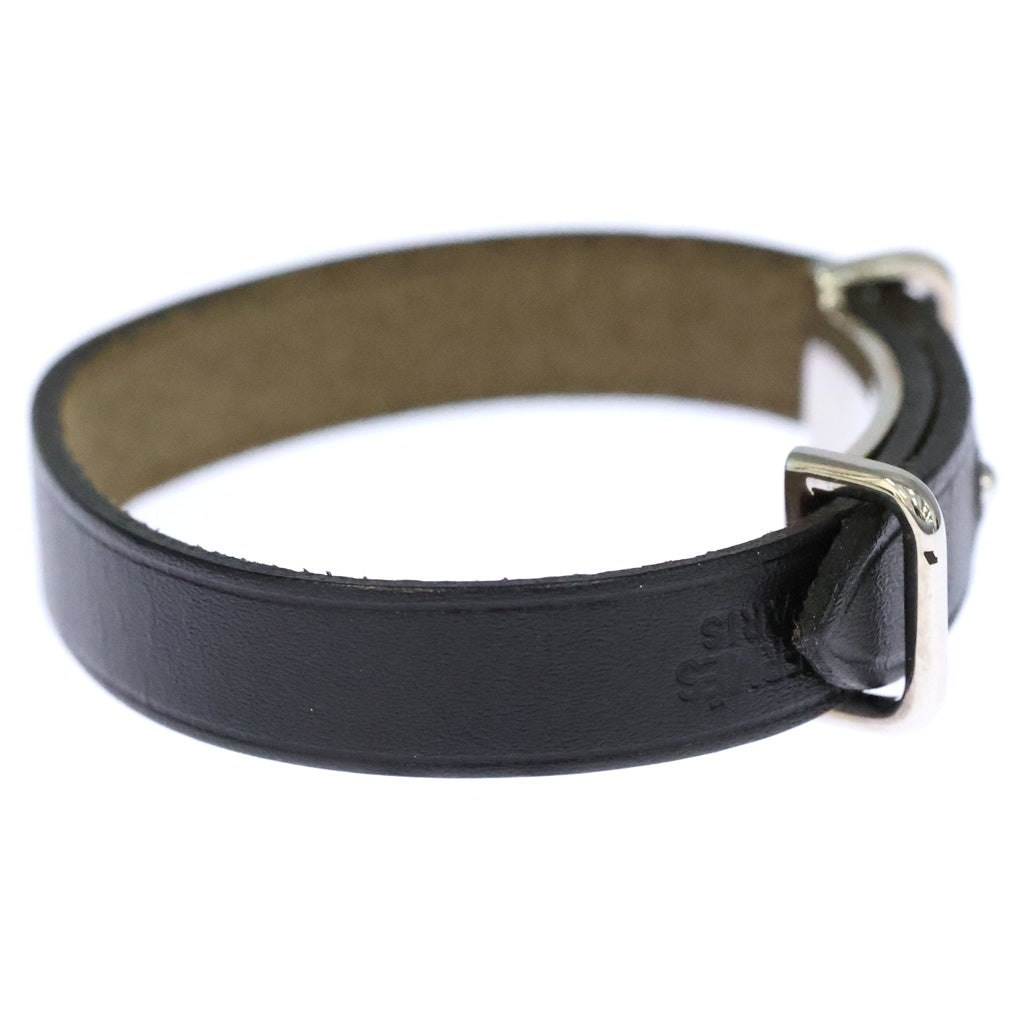 HERMES(エルメス) アピ2 レザーブレスレット □N刻印 シルバー金具 ブラック