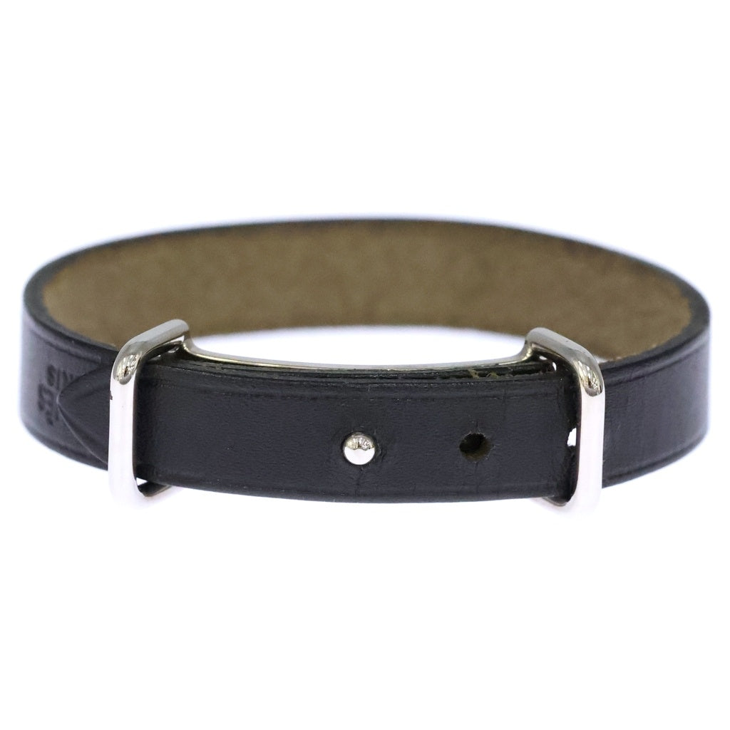 HERMES(エルメス) アピ2 レザーブレスレット □N刻印 シルバー金具 ブラック