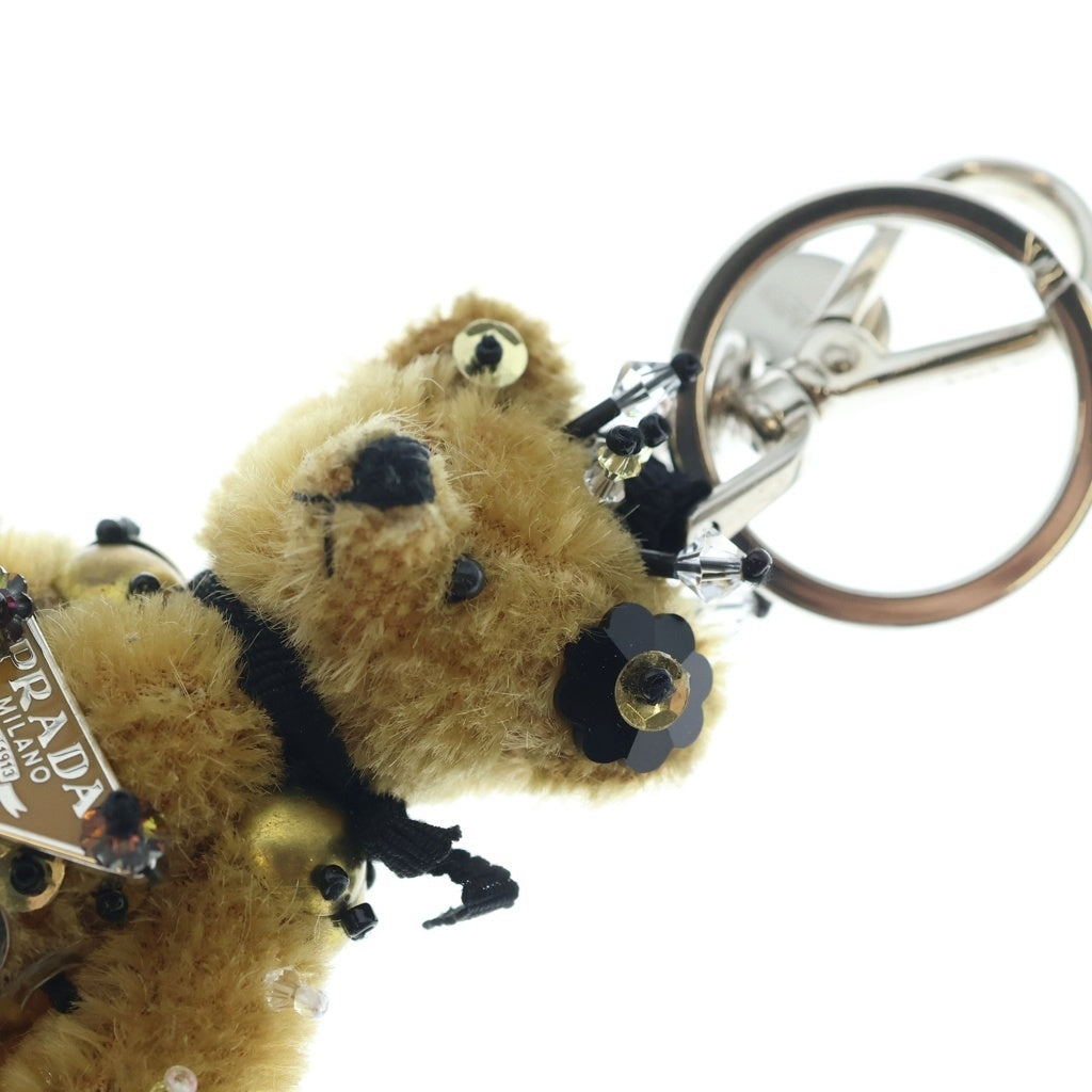 PRADA(プラダ) ベアトリック バッグチャーム キーホルダー クマ トライアングルロゴ ブラウン レディース