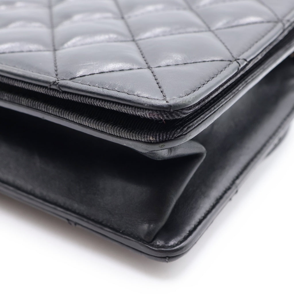 CHANEL(シャネル) マトラッセ ラムスキン ショルダーバッグ ブラック シルバー金具 21581717 無 レディース