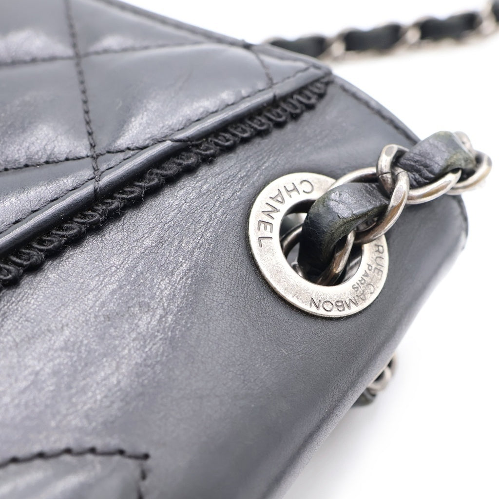 CHANEL(シャネル) マトラッセ ラムスキン ショルダーバッグ ブラック シルバー金具 21581717 無 レディース
