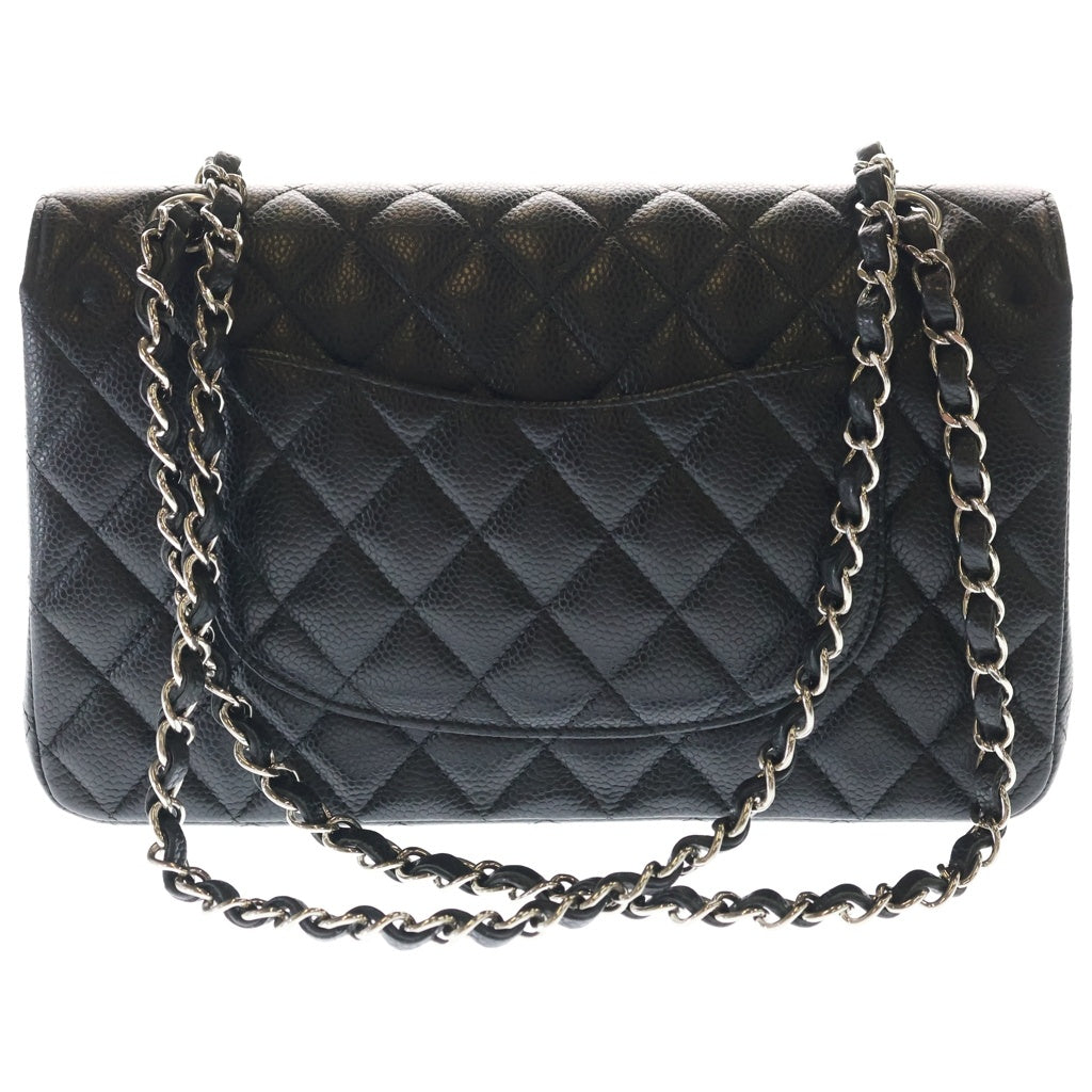 CHANEL(シャネル) マトラッセ25 ダブルフラップ ダブルチェーン ショルダーバッグ キャビアスキン シルバー金具 24番台 A01112 レディース
