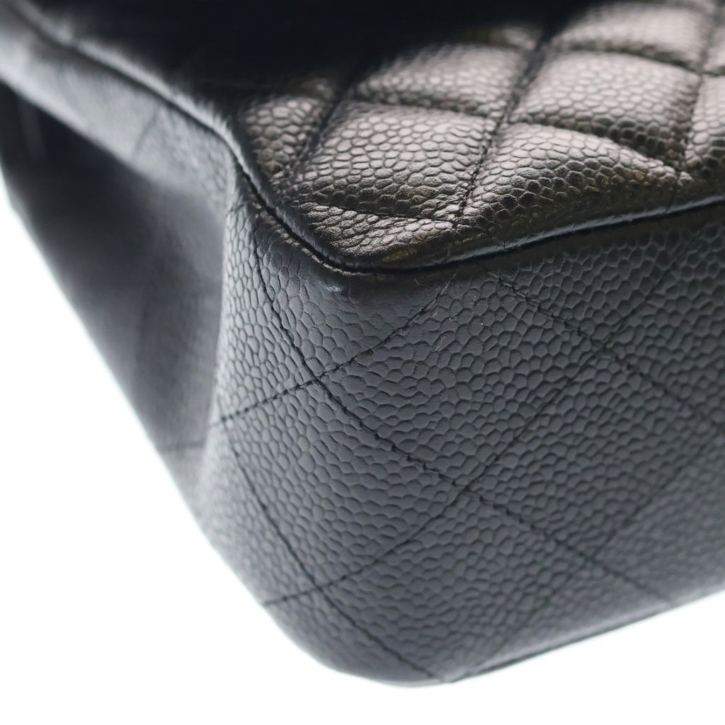 CHANEL(シャネル) マトラッセ25 ダブルフラップ ダブルチェーン ショルダーバッグ キャビアスキン シルバー金具 24番台 A01112 レディース