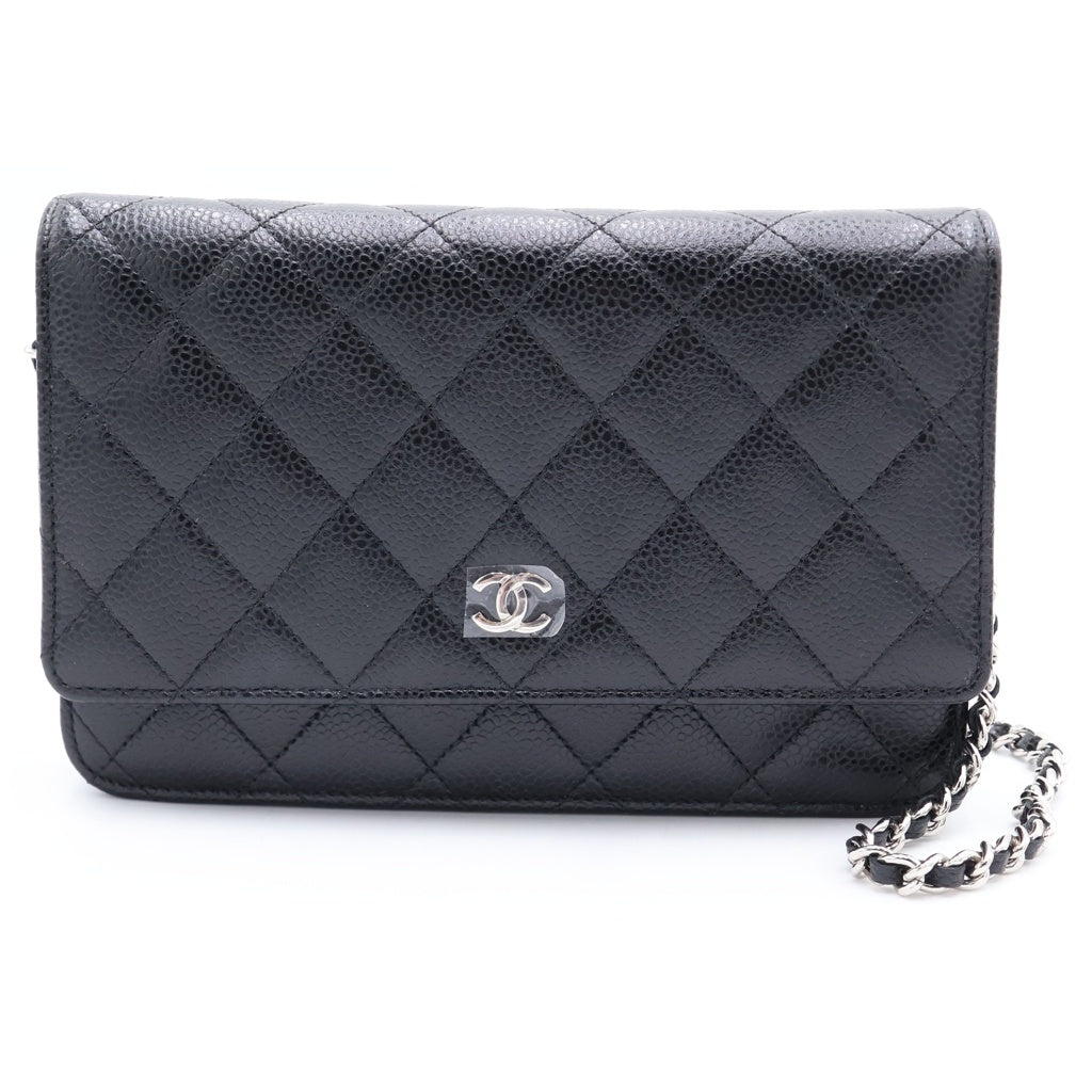 CHANEL(シャネル) マトラッセ チェーンウォレット ショルダーバッグ キャビアスキン シルバー金具 24番台 AP0250 レディース
