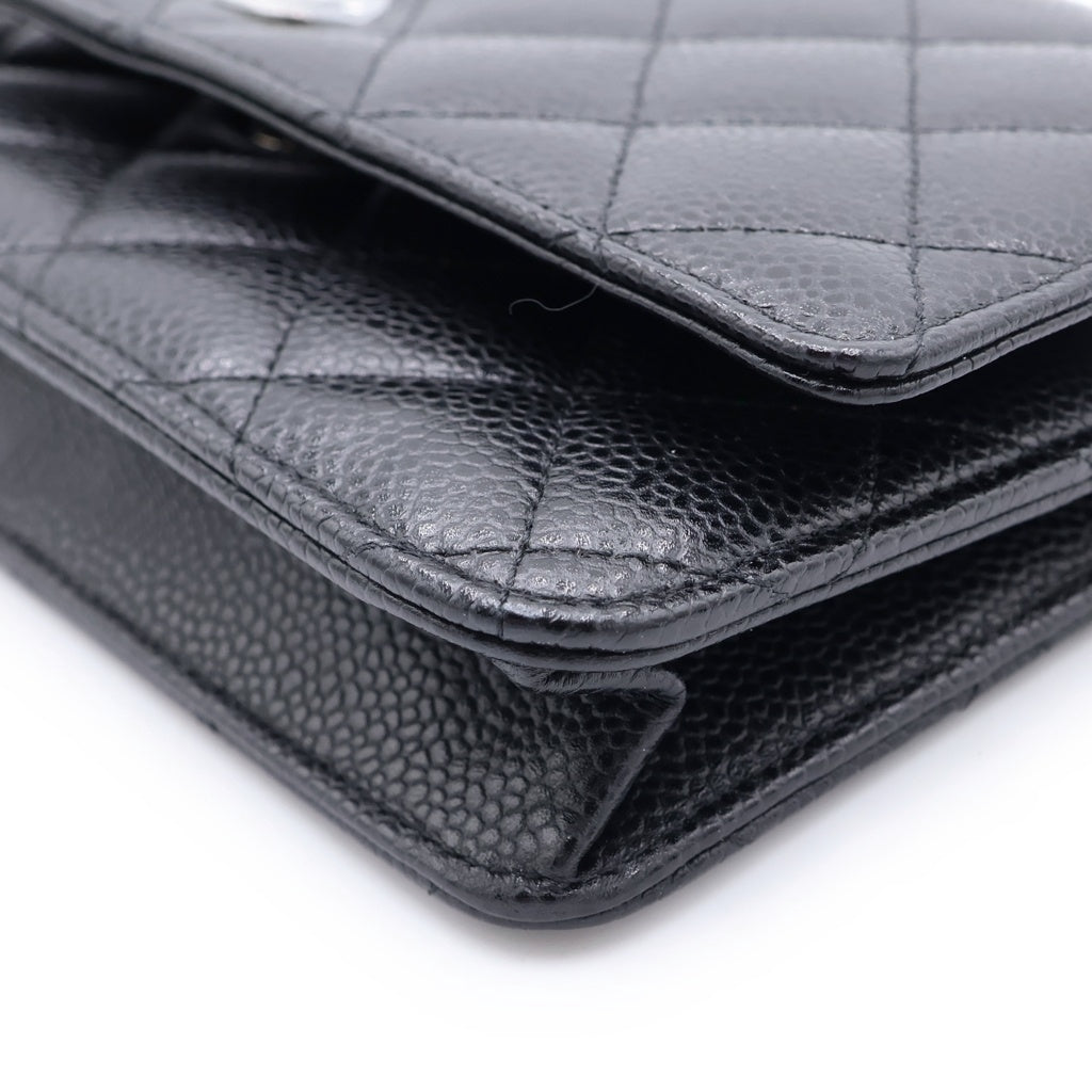 CHANEL(シャネル) マトラッセ チェーンウォレット ショルダーバッグ キャビアスキン シルバー金具 24番台 AP0250 レディース