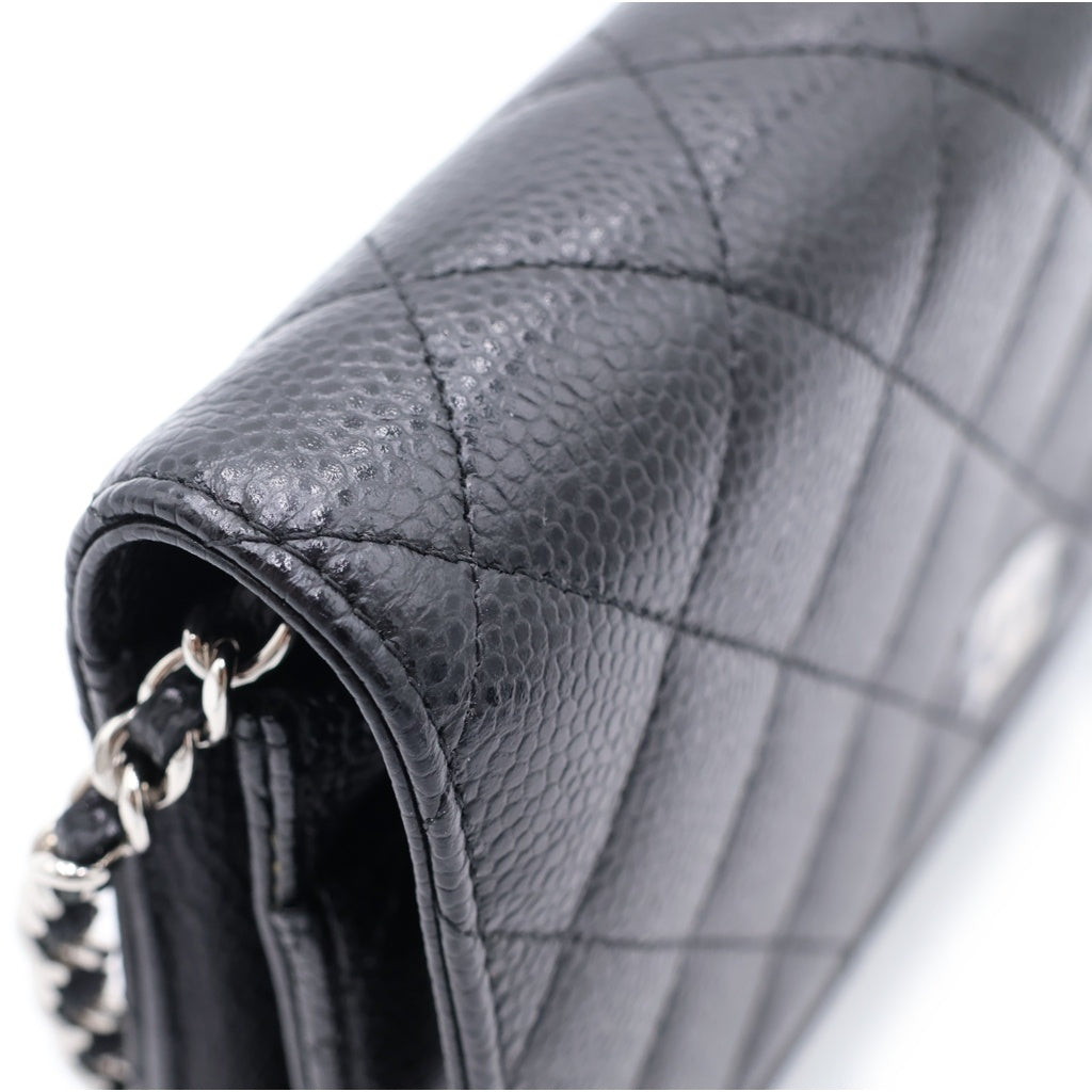CHANEL(シャネル) マトラッセ チェーンウォレット ショルダーバッグ キャビアスキン シルバー金具 24番台 AP0250 レディース