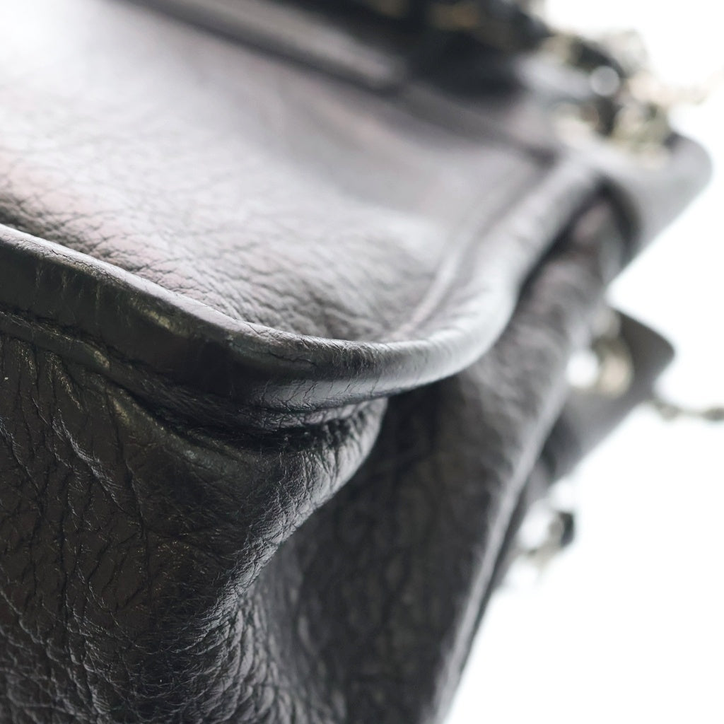CHANEL(シャネル) 2.55 カーフレザー Wチェーン ショルダーバッグ シルバー金具 ブラック 8番台 レディース