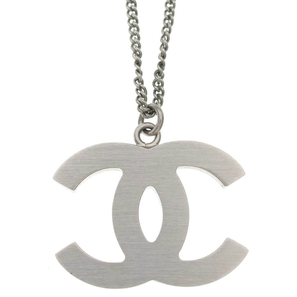 CHANEL(シャネル) ココマーク チェック柄 ネックレス シルバー/ベージュ B11C レディース
