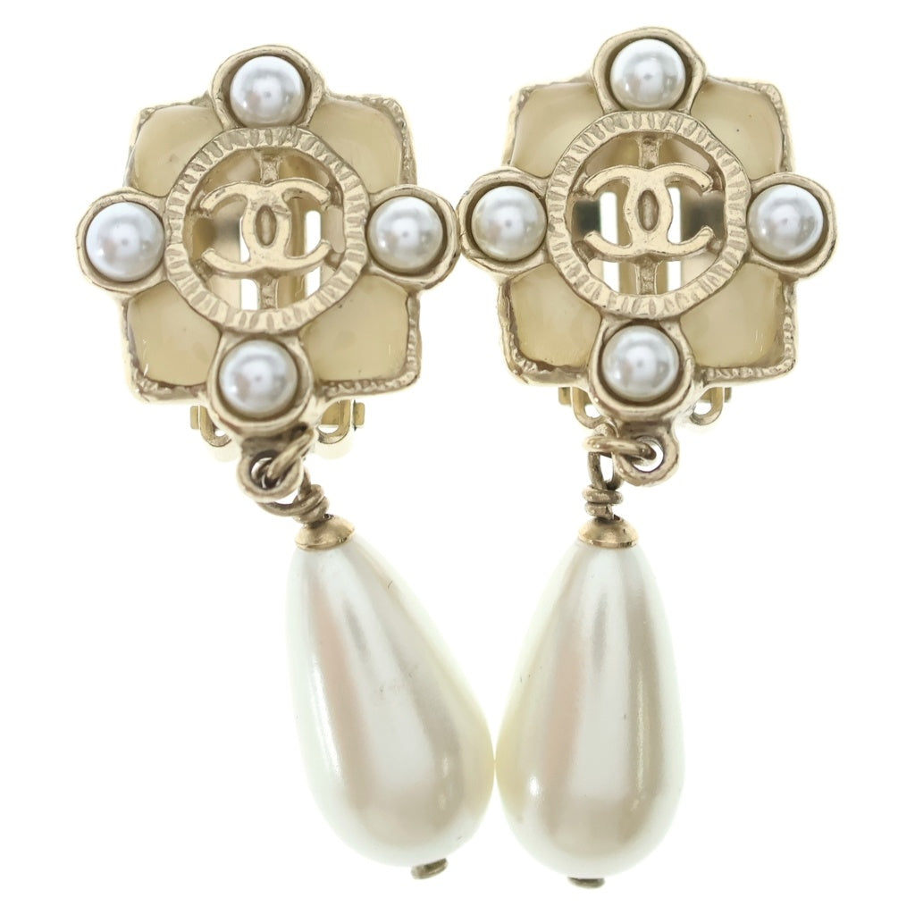 CHANEL(シャネル) ココマーク フェイクパール ドロップ イヤリング ゴールド A16P レディース