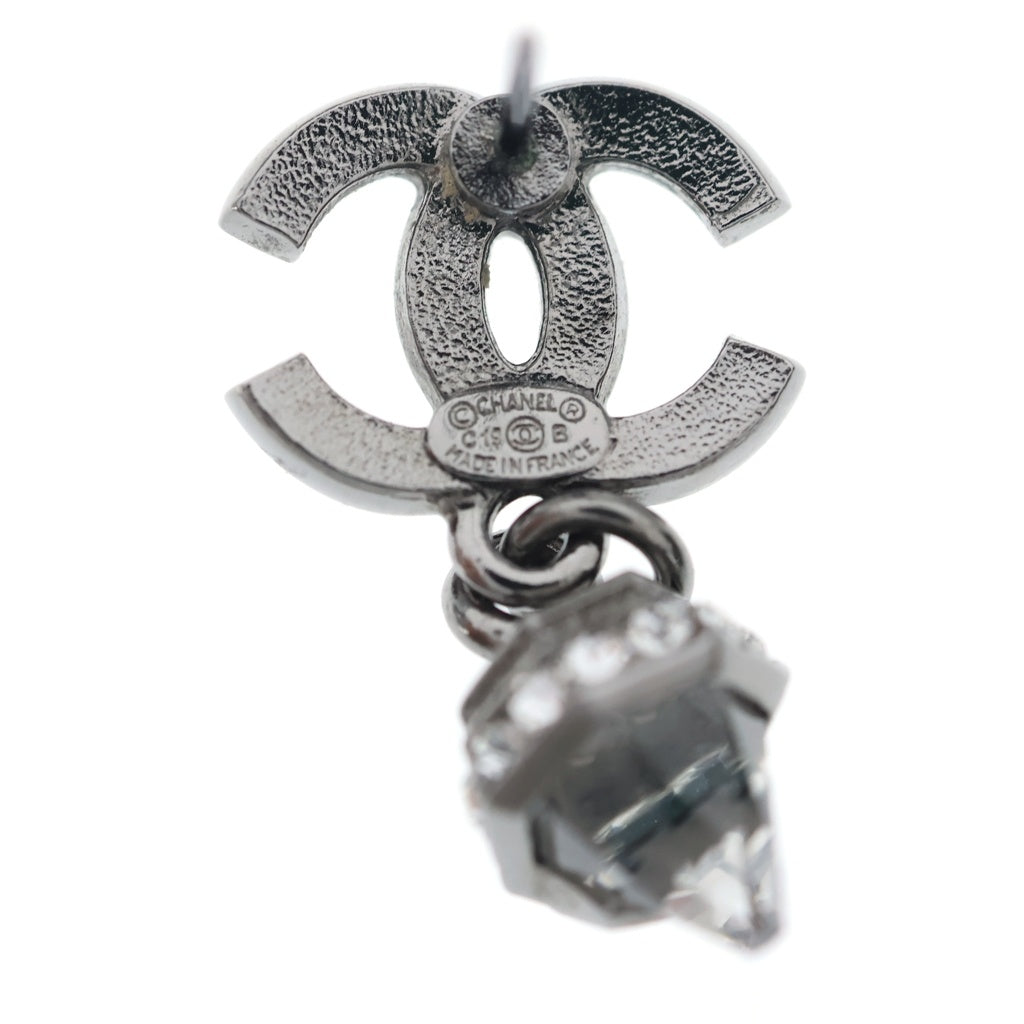 CHANEL(シャネル) ココマーク ラインストーン クリスタル ドロップ ピアス シルバー C19B レディース