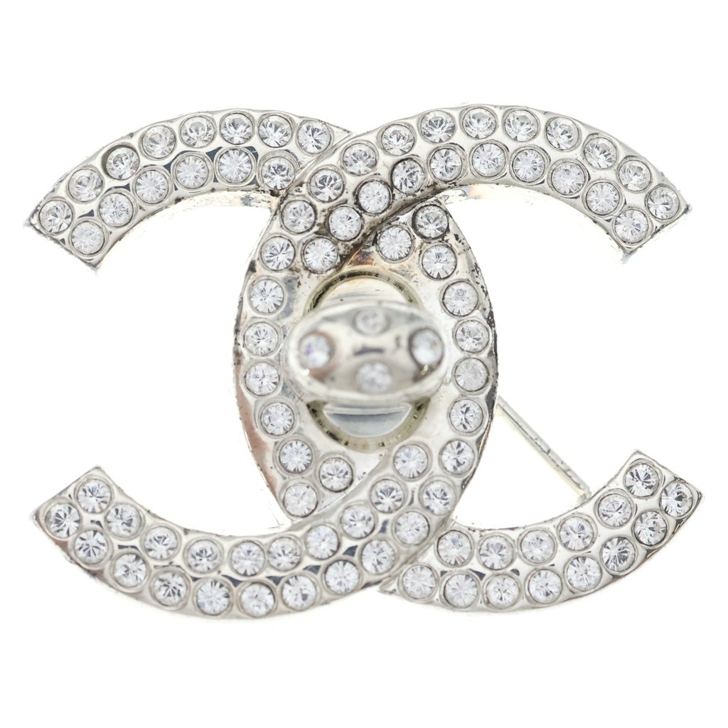 CHANEL(シャネル) ココマーク ターンロック ラインストーン ブローチ ピンバッジ シルバー 97P レディース