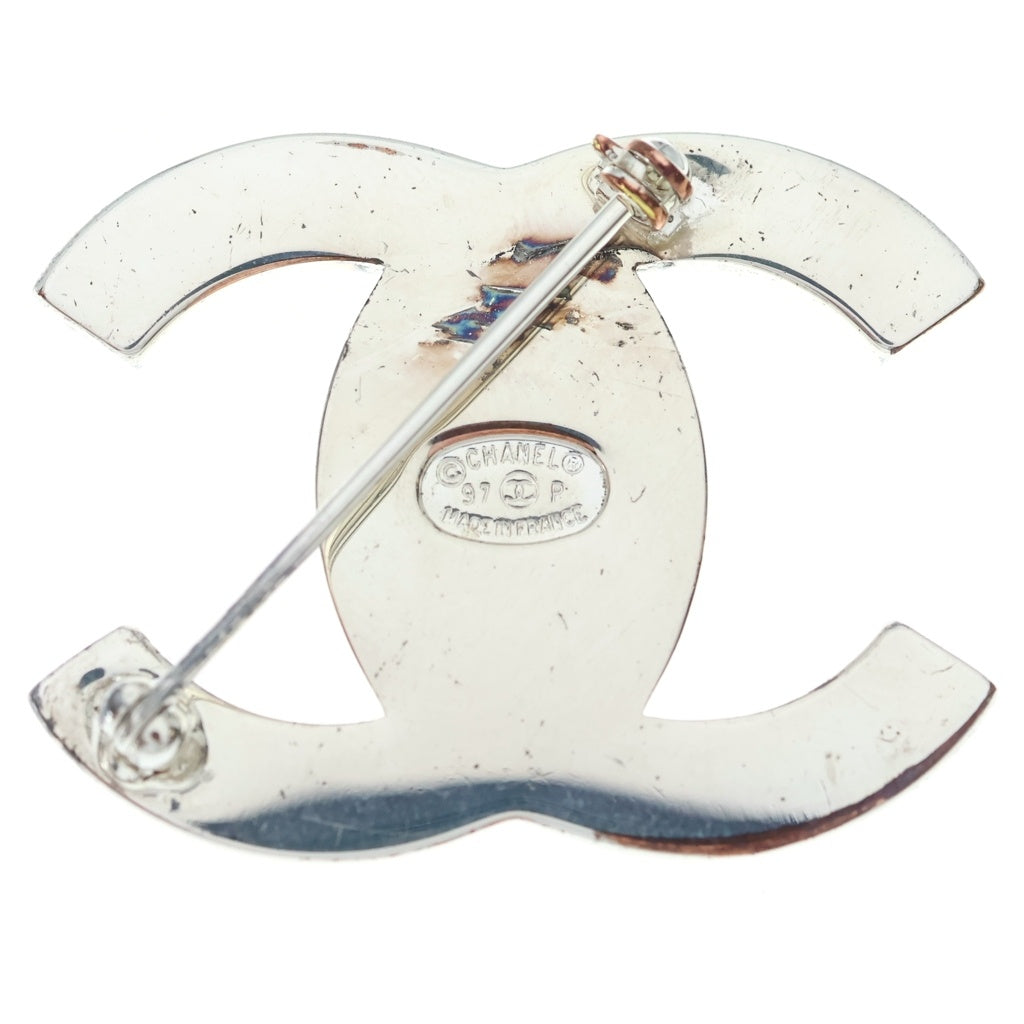 CHANEL(シャネル) ココマーク ターンロック ラインストーン ブローチ ピンバッジ シルバー 97P レディース