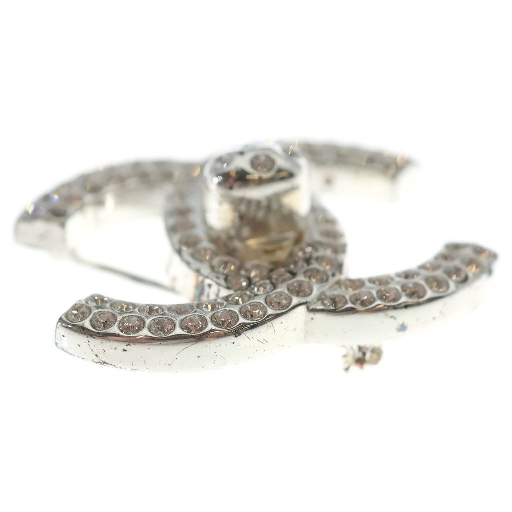 CHANEL(シャネル) ココマーク ターンロック ラインストーン ブローチ ピンバッジ シルバー 97P レディース