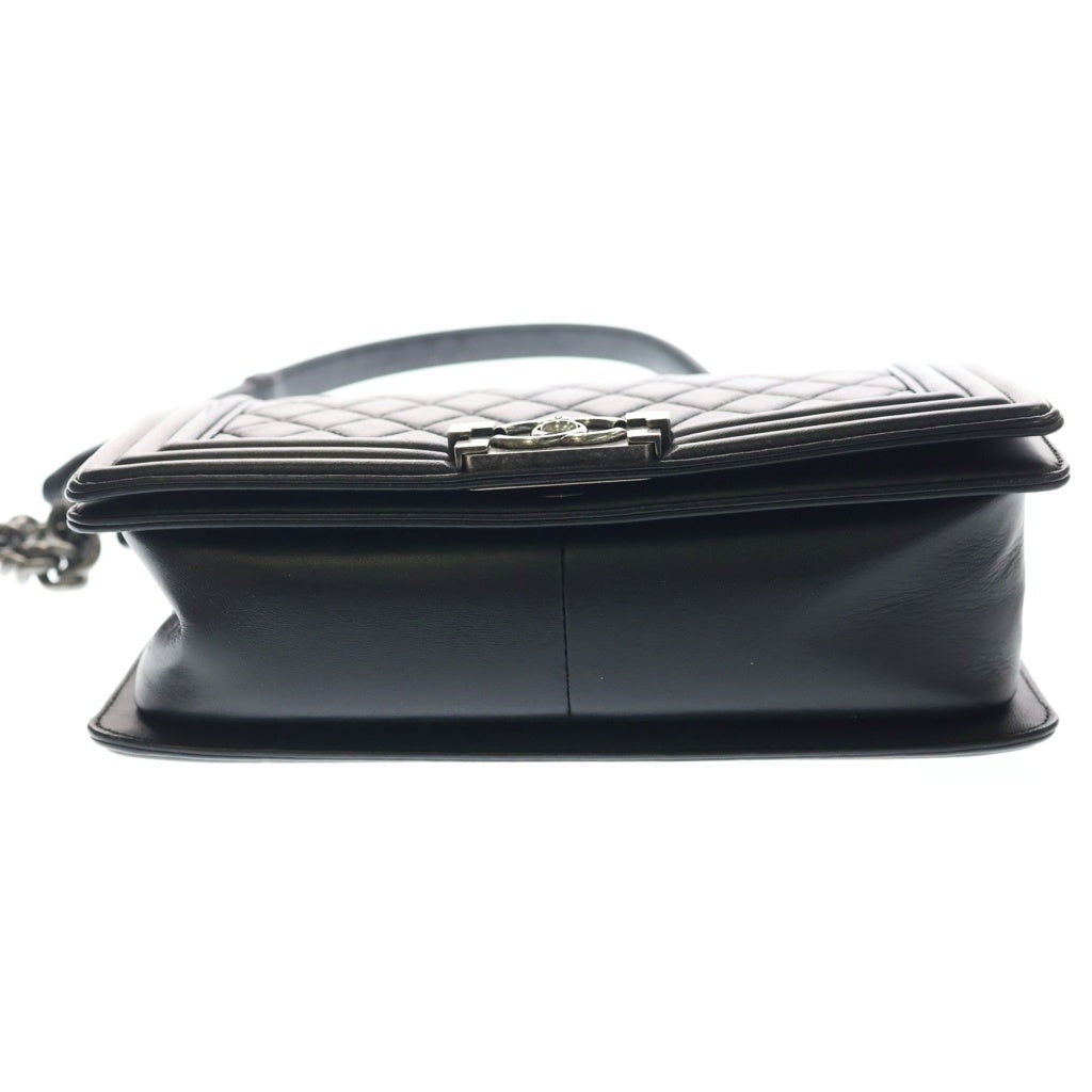 CHANEL(シャネル) ボーイシャネル25 ラムスキン レザー チェーンショルダーバッグ シルバー金具 ブラック A67086 21番台 レディース