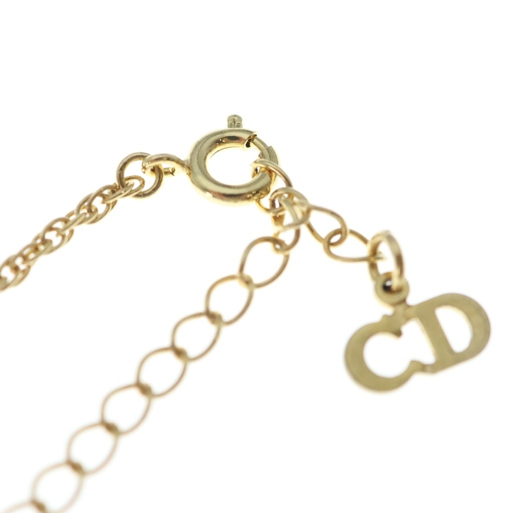 Christian Dior(クリスチャンディオール) CDロゴ ラウンド タッセル ラインストーン ネックレス ゴールド レディース