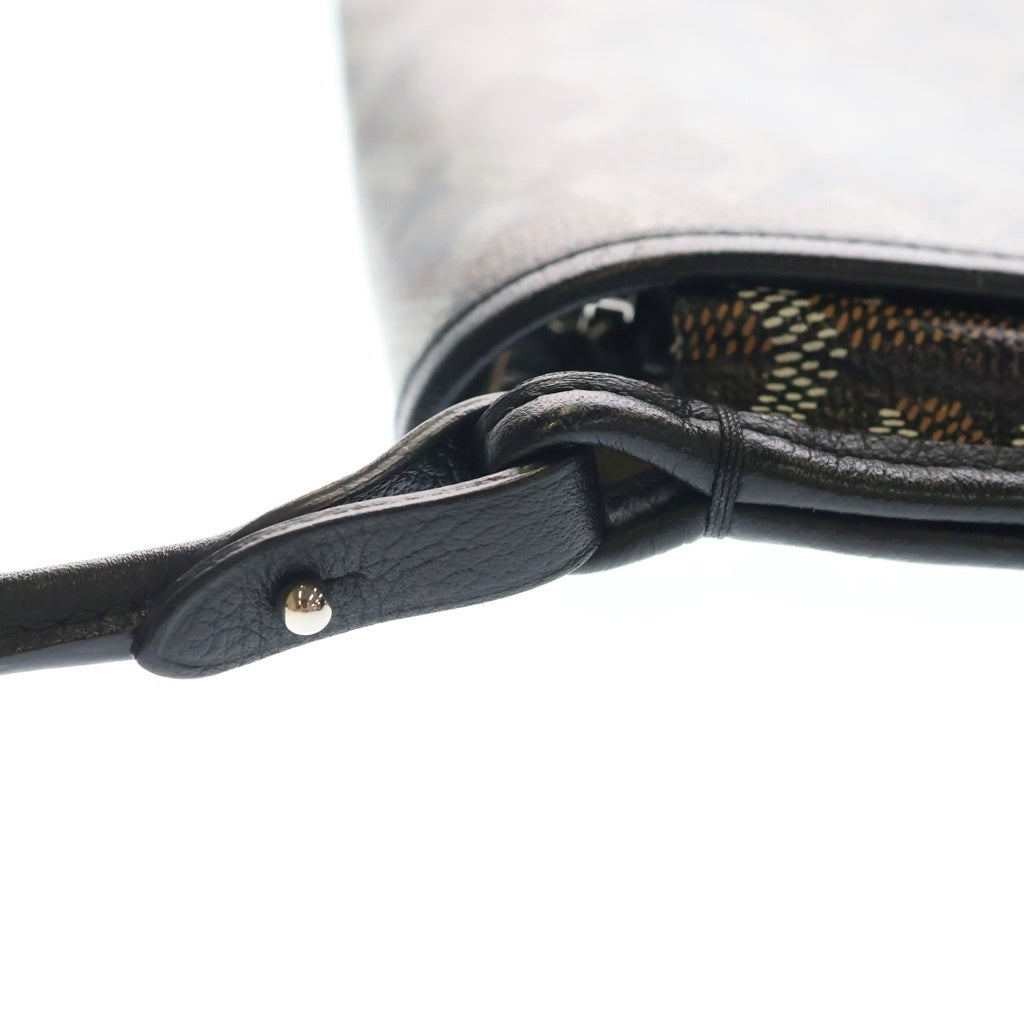 GOYARD(ゴヤール) プリュメ PVC コーティングキャンバス レザー ポーチ ウォレット ショルダーバッグ シルバー金具 ブラック レディース