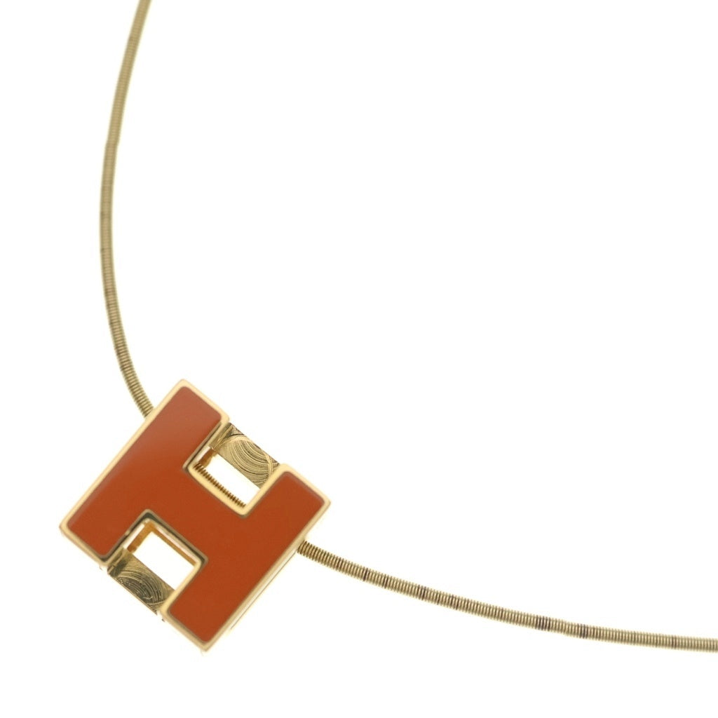 HERMES(エルメス) カージュドアッシュ Hキューブ ペンダント ネックレス ゴールド/オレンジ 箱 レディース