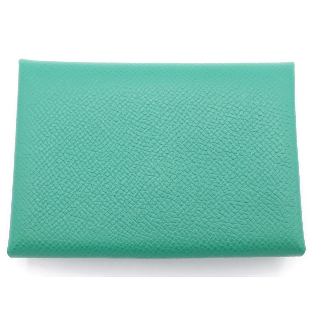 HERMES(エルメス) カルヴィデュオ エプソン レザー ミント カードケース グリーン シルバー金具 W刻 箱 レディース