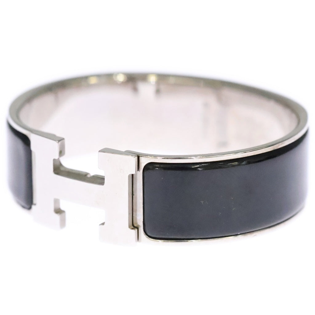 HERMES(エルメス) クリック クラック H GM エナメル ブレスレット バングル シルバー/ブラック 箱 レディース