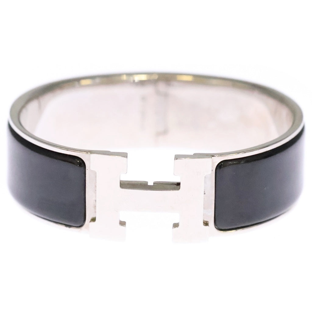 HERMES(エルメス) クリック クラック H GM エナメル ブレスレット バングル シルバー/ブラック 箱 レディース